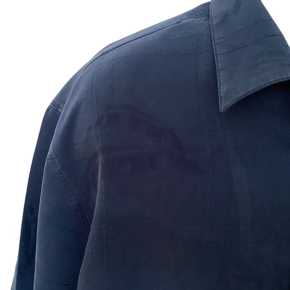 QUIKSILVER Blue Subtle Palm Tree Collared Short Sleeve Shirt Men XL Comfort Fit - Picture 3 of 7